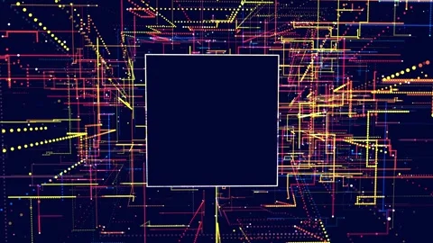 Multicolored holographic constructions with rectangle copy space, 3d structures Stock Footage 259806363