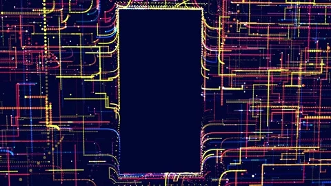 Multicolored holographic constructions with rectangle copy space, 3d structures Stock Footage 277679566