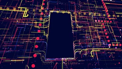 Multicolored holographic constructions with rectangle copy space, 3d structures Stock Footage 278983995