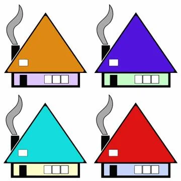 Multicolored houses vector set Stock Illustration