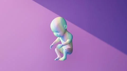 Multicolored human newborn in ray of light Stock Illustration