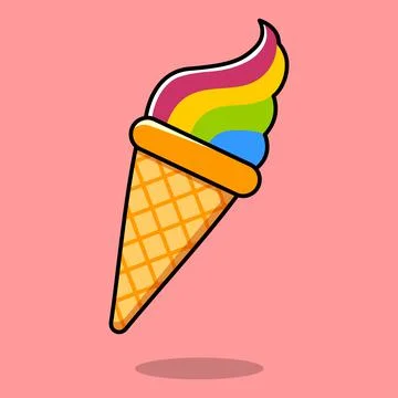 Multicolored ice cream cone. Vector illustration Stock Illustration