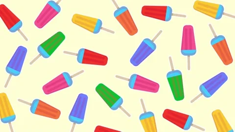 Multicolored ice cream on a stick on a light background Video stock 199229423