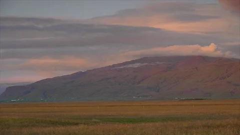Multicolored Icelandic Mountain Range at Sunset Stock-Footage 86755142