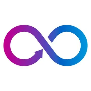 Multicolored infinity sign with arrow Stock Illustration