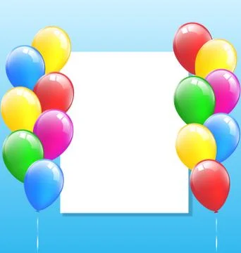 Multicolored inflatable air balls with frame on sky Illustrazione stock