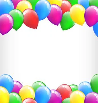 Multicolored inflatable air balls like frame isolated on white Illustrazione stock