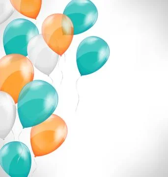 Multicolored inflatable air balls on grayscale background Stock Illustration