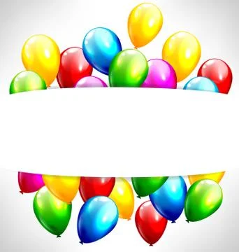 Multicolored inflatable balloons with frame on grayscale Stock Illustration