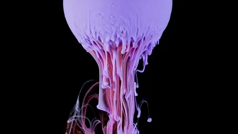 Multicolored ink paint slowly flows from the ball Video stock 104130359