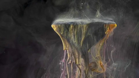 Multicolored ink paint slowly flows from the prism underwater Video stock 104172251