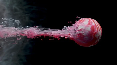 Multicolored ink paint slowly flows from the ball Stock Footage 104173232