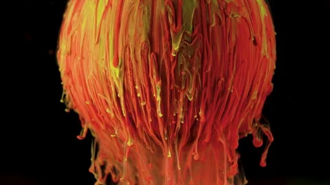 Multicolored ink paint slowly flows from the ball Stock Footage 104173878