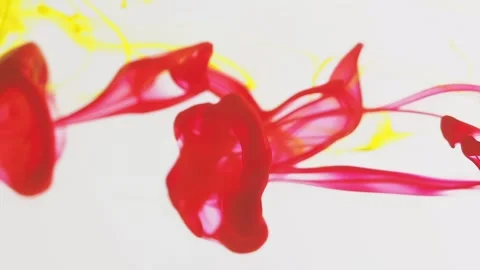Multicolored inks spreading in water, forming whimsical patterns and iridescent Video stock 247332764