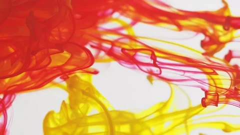 Multicolored inks spreading in water, forming whimsical patterns and iridescent Video stock 247332809