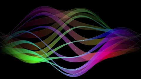 Multicolored Intertwined Neon Wave Ribbons and Stardust Particles Loop Stock Footage 345249978