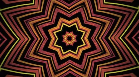 Multicolored kaleidoscope with abstract patterns changing colors and size of Stock Illustration