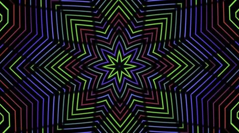 Multicolored kaleidoscope with abstract patterns changing colors and size of Stock Illustration