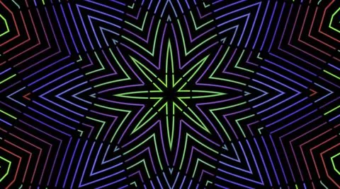 Multicolored kaleidoscope with abstract patterns changing colors and size of Illustrazione stock