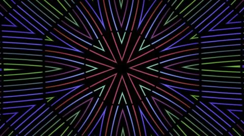 Multicolored kaleidoscope with abstract patterns changing colors and size of Stock Illustration