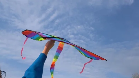 Multicolored Kite in Hand 스톡 동영상 107995471