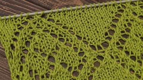 Multicolored knitted fabric, handmade. Knitting and crochet lessons. Fashion Stock Footage 340607301