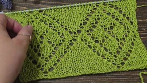 Multicolored knitted fabric, handmade. Knitting and crochet lessons. Fashion Stock Footage 340607461
