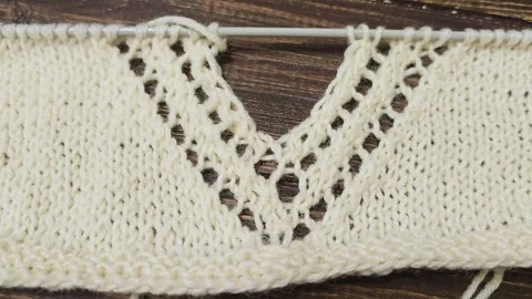 Multicolored knitted fabric, handmade. Knitting and crochet lessons. Fashion Stock Footage 340607732