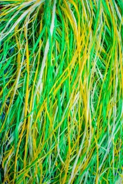 Multicolored knotted lace of thread. Abstract background color Stock Photos