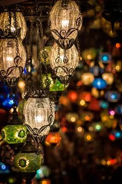 Multicolored lamps Stock Photos