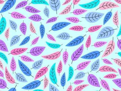 Multicolored leaves seamless pattern. Autumn background with leaves in a si.. 스톡 일러스트