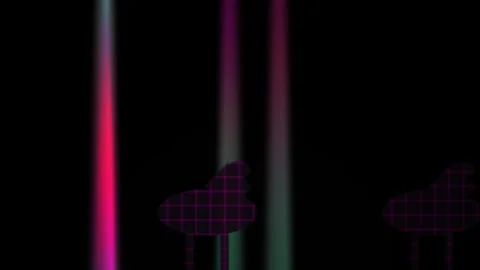 Multicolored light beams on black background with grid pattern. Stock Footage 337515577