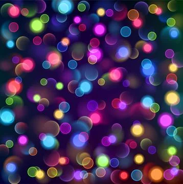 Multicolored light bokeh wallpaper background with dark violet color Stock Illustration
