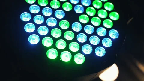 Multicolored light bulbs in a light fixture at a disco Stock-Footage 137719089