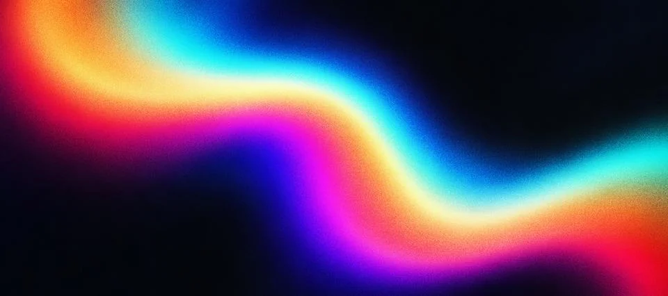 Multicolored light wave spectrum glowing on black background 스톡 일러스트