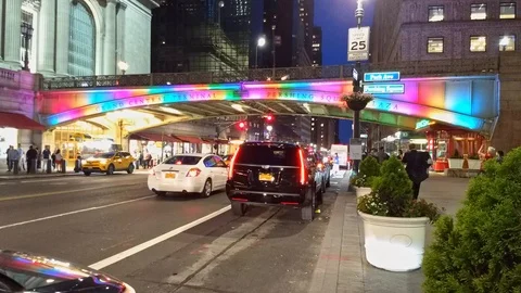 Multicolored Lights Grand Central Terminal World Pride Stock Footage 111434402