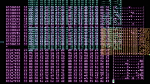 Multicolored lines of computer code repeating across screen in real-time. Stock Footage