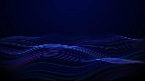 Multicolored lines form a wave-like space against a deep blue background. N.. Video stock 319028155