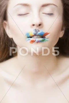 Multicolored lips Stock Photos