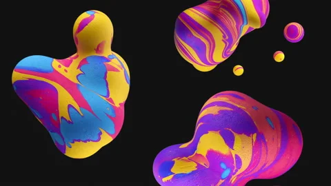 Multicolored liquid Metaball move on a black background Stock Footage 134672933