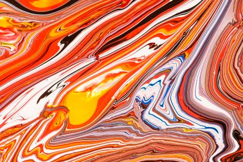 Multicolored liquid solution surface macro close up from above Stock Photos