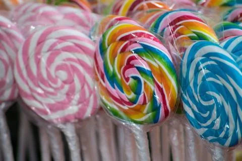 Multicolored lollipops Stock Photos