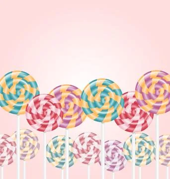 Multicolored lollipops on pink Stock Illustration