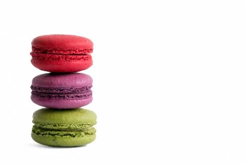 Multicolored Macaroons Isolated on White Background Stock Photos