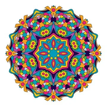 Multicolored mandala with bright floral pattern. Stock Illustration