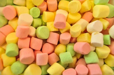 Multicolored marshmallows background Stock Photos