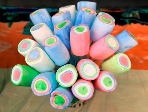 Multicolored marshmallows Stock Photos