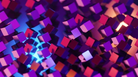 Multicolored metal cubes roll on the surface. Infinitely looped animation. Stock Footage 179350188