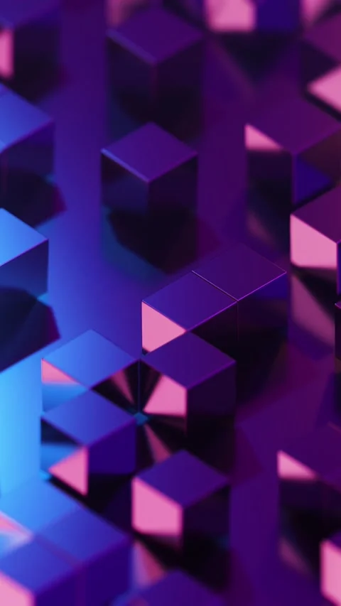 Multicolored metal cubes roll on the surface. Vertical looped video Stock Footage 226369230