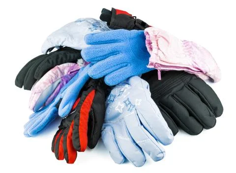Multicolored mixed ski gloves Stock Photos